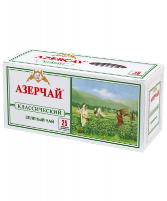 Чай "Азерчай" зеленый классический, 50гр (2г*25пак с кон) карт/кор