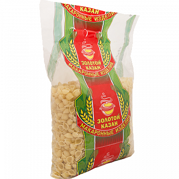 Макароны "Золотой казан" Ракушка, 1.5кг мягк/уп
