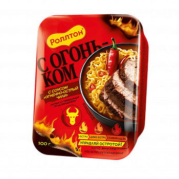 Роллтон Лоток БП Лапша яичная Говядина "Огненно-острый чили" 100 гр/24