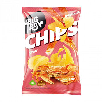 Чипсы "BIGBON" со вкусом краба 75 гр