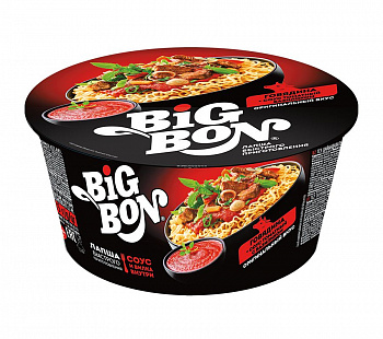 Лапша "BIGBON" Говядина + соус «Томатный с базиликом», чашка 85гр