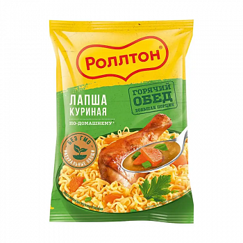 Лапша яичная  "Роллтон" по-домашнему с курицей, пачка 85гр