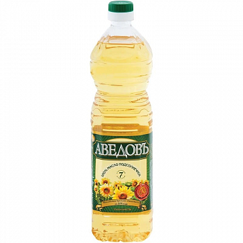 Масло "Аведовъ" подсолнечное рафинированное дезодорированное, 1л пл/б