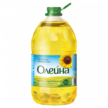 Масло "Олейна" подсолнечное рафинированное дезодорированное, 5л пл/б