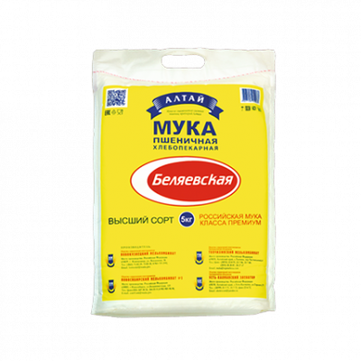 Мука "Беляевкая" пшеничная высший сорт, 5кг мешок