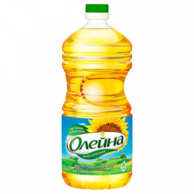 Масло "Олейна" подсолнечное рафинированное дезодорированное, 2л пл/б