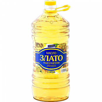Масло "Злато" подсолнечное рафинированное дезодорированное, 3л пл/б