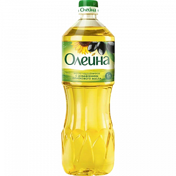 Масло "Олейна" подсолнечное с добавлением оливкого масла, 1л пл/б
