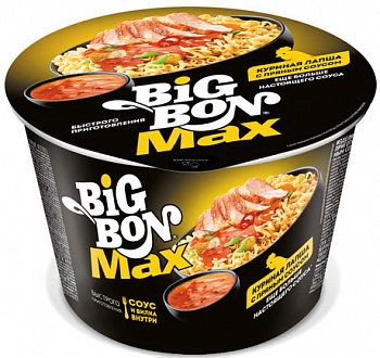 Лапша "BIGBON" MAX с пряным соусом с курицей, чашка 95гр