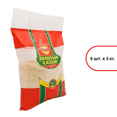 Рис "Золотой Казан" круглозерный, 3кг мягк/уп