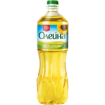 Масло "Олейна" подсолнечное с добавлением оливкого масла, 1л пл/б