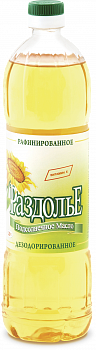 Масло "Раздолье" подсолнечное рафинированное дезодорированное, 0.9л пл/б