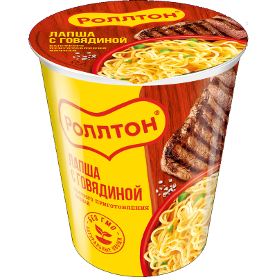 Лапша "Роллтон" Горячая порция с говядиной, стакан 70гр