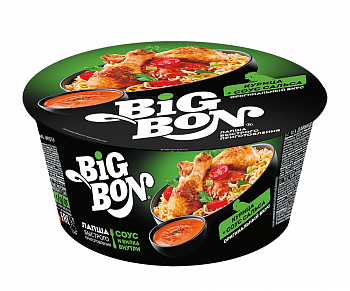 Лапша "BIGBON" Курица + соус «Сальса», чашка 85гр