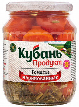 Томаты "Кубань Продукт" неочищенные маринованные, 680гр ст/б