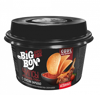 Чипсы "BIGBON" Чаша 105 г со вкусом" Ребрышки гриль" с соусом Барбекю