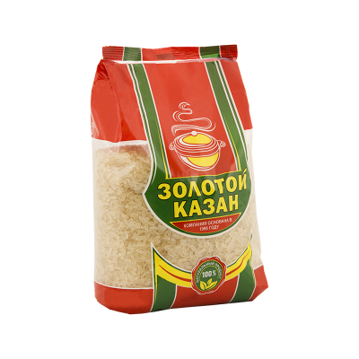 Рис "Золотой Казан" длинозерный пропаренный, 900гр мягк/уп