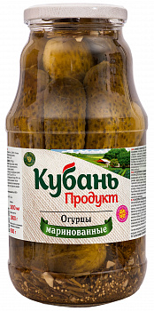 Огурцы "Кубань Продукт" маринованные 6-9см, 1800гр ст/б