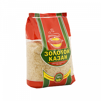 Рис "Золотой Казан" длинозерный пропаренный, 900гр мягк/уп