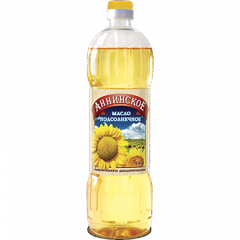 Масло "Аннинское" подсолнечное рафинированное дезодорированное, 0.9л пл/б